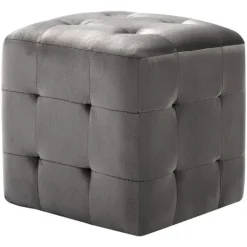 vidaXL Sittpuffar>Sittpuff 2 st grå 30x30x30 cm sammetstyg