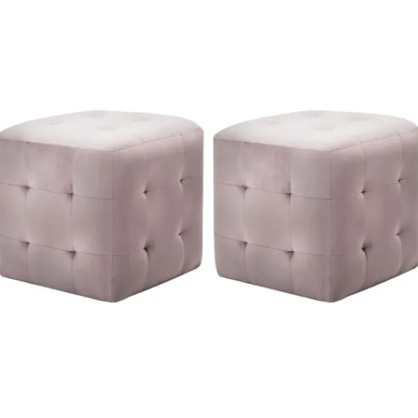 vidaXL Sittpuffar>Sittpuff 2 st rosa 30x30x30 cm sammetstyg
