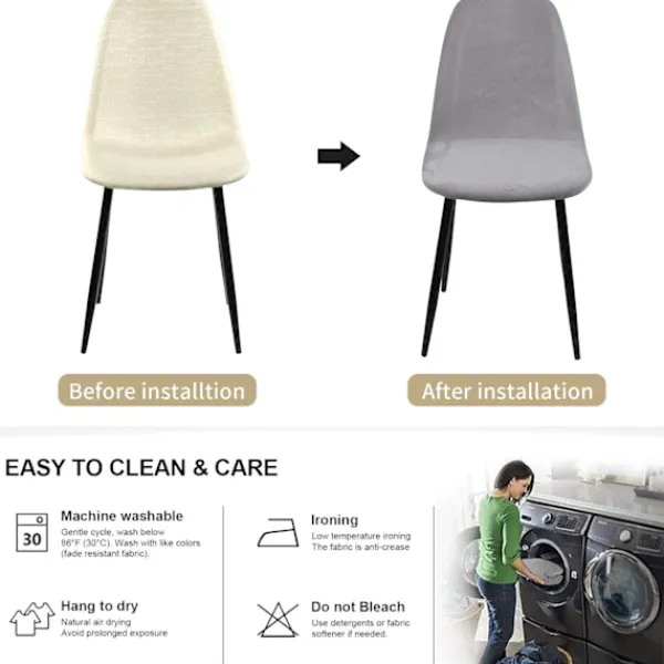 Stolar>Skandinaviska sammetsstolsöverdrag, set med 4 stretchiga matstolsöverdrag