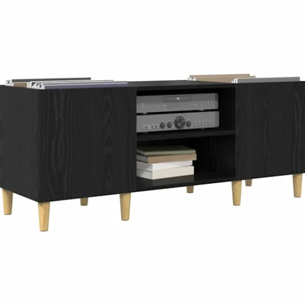 vidaXL Tv-Bänkar>Skivskåp Svart Ek 121 x 38 x 48 cm Konstruerat trä