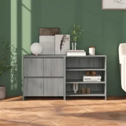 vidaXL Sideboards>Skänk 2 delar grå sonoma-ek konstruerat trä