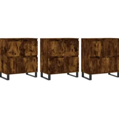 vidaXL Sideboards>Skänk 3 delar rökfärgad ek konstruerat trä
