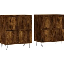 vidaXL Sideboards>Skänk 2 delar rökfärgad ek konstruerat trä