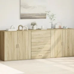 vidaXL Sideboards>Skänk 3 delar Sonoma ek konstruerat trä