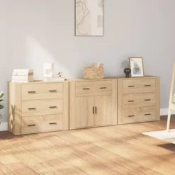 vidaXL Sideboards>Skänk 3 delar Sonoma ek konstruerat trä