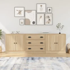 vidaXL Sideboards>Skänk 3 delar Sonoma ek konstruerat trä