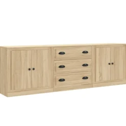 vidaXL Sideboards>Skänk 3 delar Sonoma ek konstruerat trä