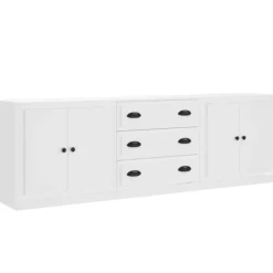 vidaXL Sideboards>Skänk 3 delar Vit konstruerat trä