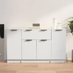 vidaXL Sideboards>Skänk 3 delar Vit konstruerat trä