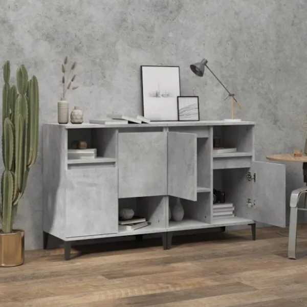 vidaXL Sideboards>Skänk 2 st betonggrå 60x35x70 cm konstruerat trä