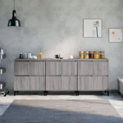 vidaXL Sideboards>Skänk 3 st grå sonoma 60x35x70 cm konstruerat trä