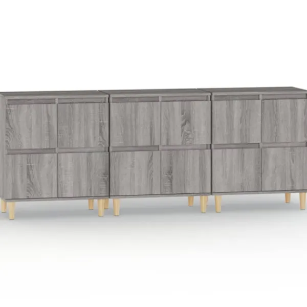 vidaXL Sideboards>Skänk 3 st grå sonoma 60x35x70 cm konstruerat trä