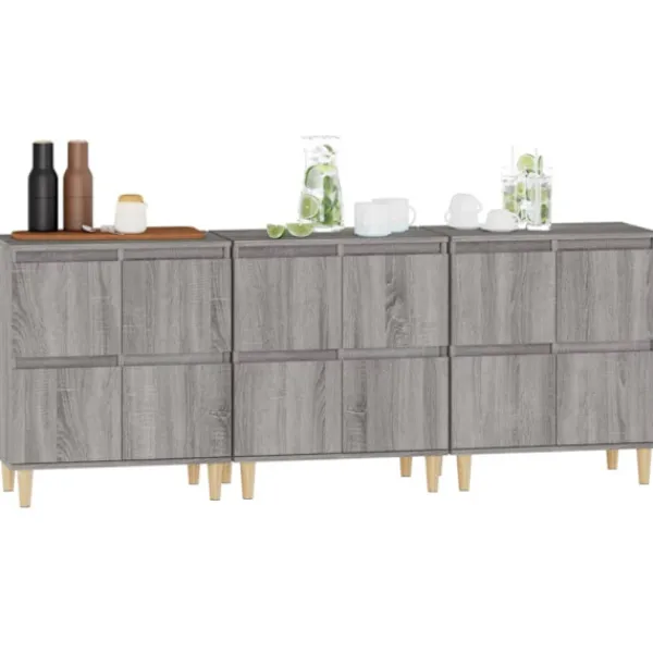 vidaXL Sideboards>Skänk 3 st grå sonoma 60x35x70 cm konstruerat trä