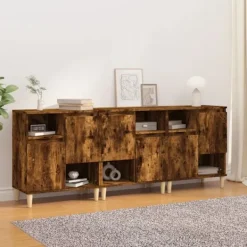 vidaXL Sideboards>Skänk 3 st rökfärgad ek 60x35x70 cm konstruerat trä