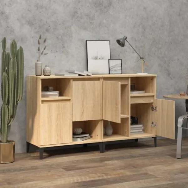 vidaXL Sideboards>Skänk 2 st sonoma ek 60x35x70 cm konstruerat trä
