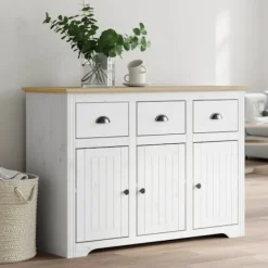 vidaXL Sideboards>Skänk BODO vit och brun 115,5x44x80 cm massiv furu
