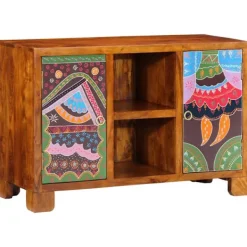 vidaXL Sideboards>Skänk flerfärgad 90x35x60 massivt trä akacia