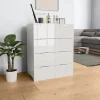 vidaXL Byråer>Skänk högglans vit 60x35x80 cm spånskiva