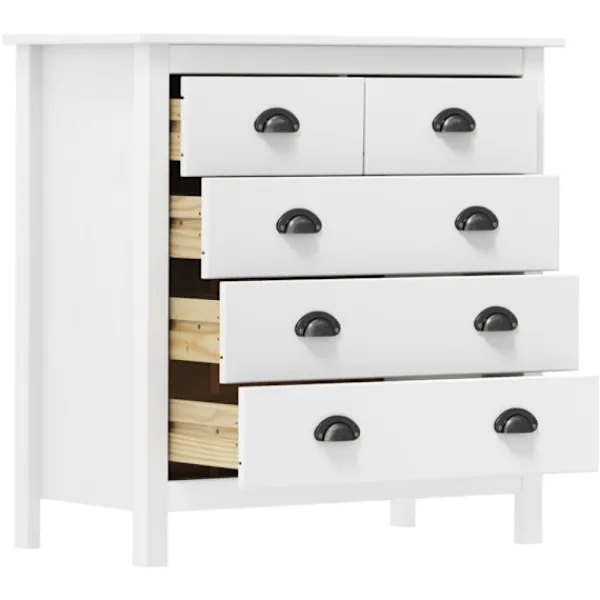vidaXL Byråer>Skänk Hill vit 79x40x80 cm massiv furu