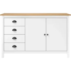 vidaXL Sideboards>Skänk Hill vit 130x40x80 cm massiv furu