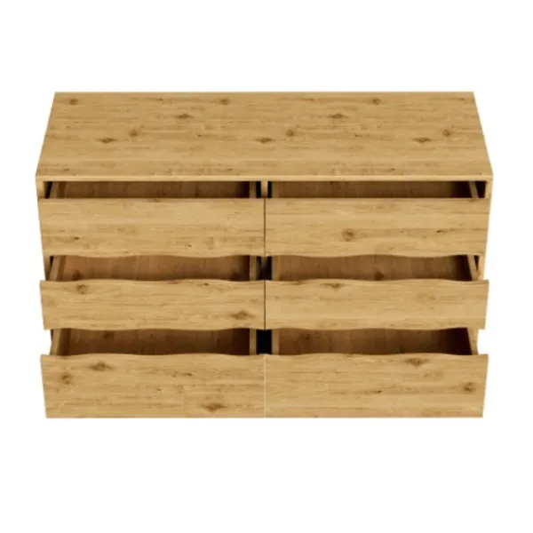 Byråer>Skänk med 6 lådor i trä och metallben – modern, gott om förvaring, 120x40x75,5cm – För vardagsrum och matsal
