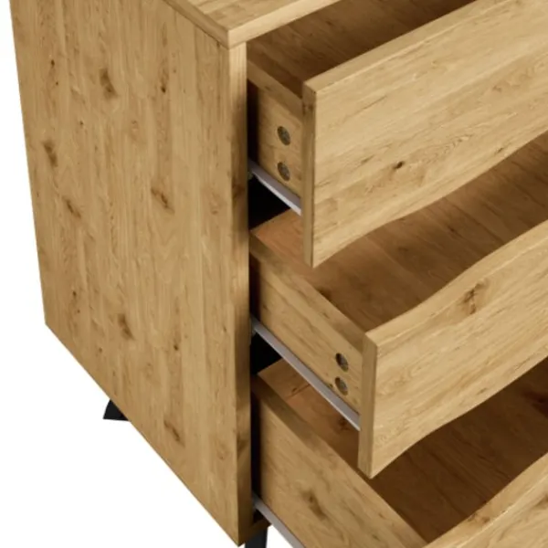 Byråer>Skänk med 6 lådor i trä och metallben – modern, gott om förvaring, 120x40x75,5cm – För vardagsrum och matsal