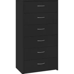 vidaXL Byråer>Skänk med 6 lådor svart 50x34x96 cm konstruerat trä