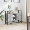 vidaXL Sideboards>Skänk med glasskiva grå sonoma 98x35x81 cm konstruerat trä