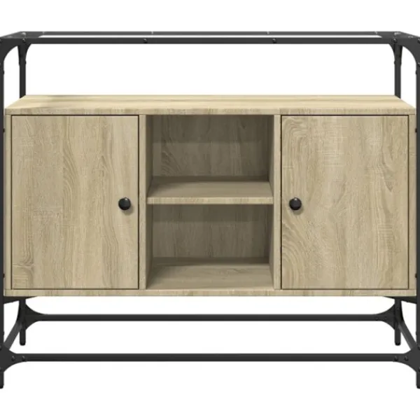vidaXL Sideboards>Skänk med glasskiva sonoma-ek 98x35x81 cm konstruerat trä