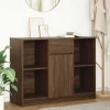 vidaXL Sideboards>Skänk med låda brun ek 101x35x76 cm konstruerat trä