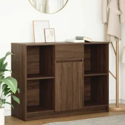 vidaXL Sideboards>Skänk med låda brun ek 101x35x76 cm konstruerat trä