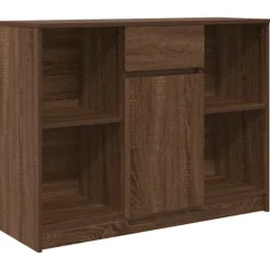vidaXL Sideboards>Skänk med låda brun ek 101x35x76 cm konstruerat trä