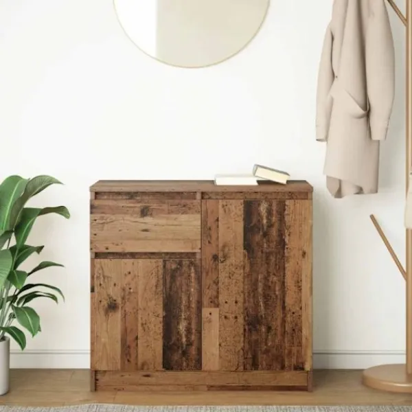 vidaXL Sideboards>Skänk med låda gammalt trä 71x35x65 cm konstruerat trä