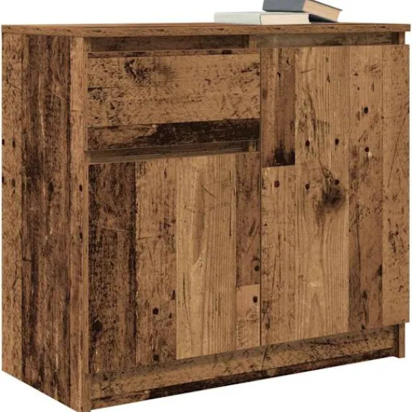 vidaXL Sideboards>Skänk med låda gammalt trä 71x35x65 cm konstruerat trä