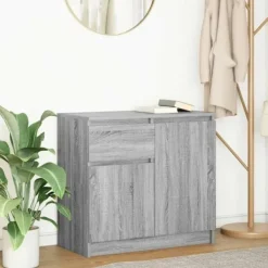 vidaXL Sideboards>Skänk med låda grå sonoma 71x35x65 cm konstruerat trä