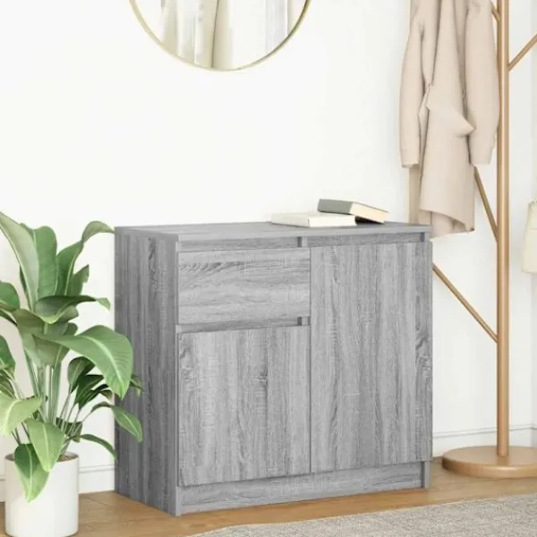 vidaXL Sideboards>Skänk med låda grå sonoma 71x35x65 cm konstruerat trä