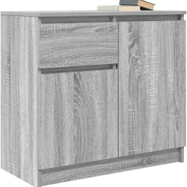 vidaXL Sideboards>Skänk med låda grå sonoma 71x35x65 cm konstruerat trä