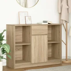 vidaXL Sideboards>Skänk med låda sonoma ek 101x35x76 cm konstruerat trä