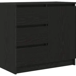 vidaXL Sideboards>Skänk med låda svart ek 71x35x65 cm konstruerat trä