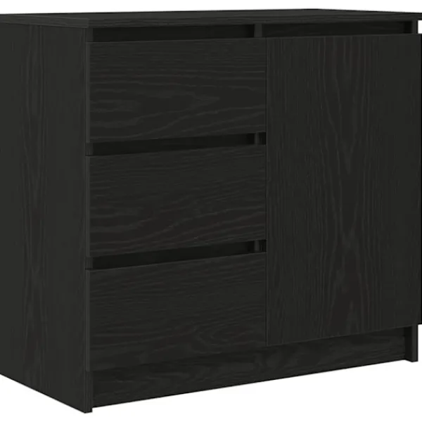 vidaXL Sideboards>Skänk med låda svart ek 71x35x65 cm konstruerat trä