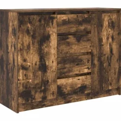 vidaXL Sideboards>Skänk med lådor rökt ek 100,5x35x76 cm konstruerat trä