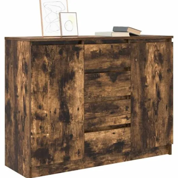 vidaXL Sideboards>Skänk med lådor rökt ek 100,5x35x76 cm konstruerat trä