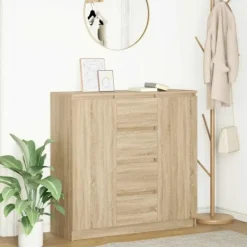 vidaXL Sideboards>Skänk med lådor sonoma ek 100,5x35x98,5 cm konstruerat trä
