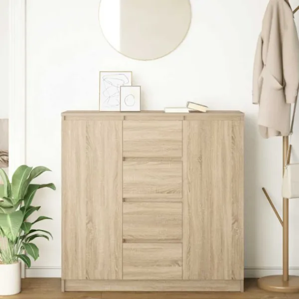 vidaXL Sideboards>Skänk med lådor sonoma ek 100,5x35x98,5 cm konstruerat trä