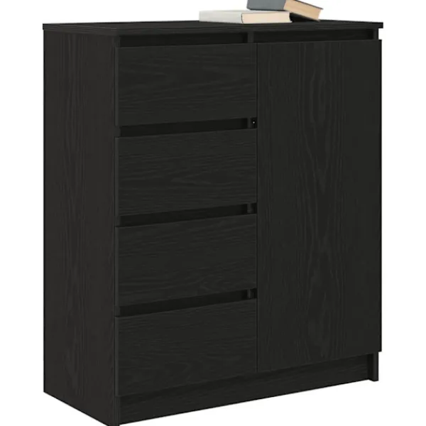 vidaXL Sideboards>Skänk med lådor svart ek 71x35x84 cm konstruerat trä