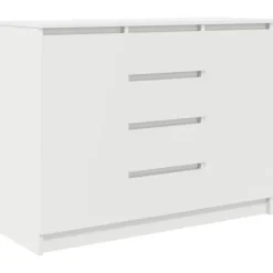 vidaXL Sideboards>Skänk med lådor vit 100,5x35x76 cm konstruerat trä