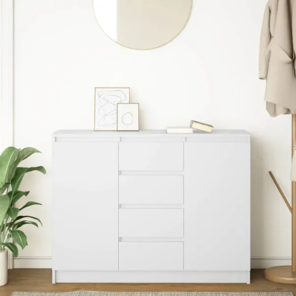 vidaXL Sideboards>Skänk med lådor vit 100,5x35x76 cm konstruerat trä