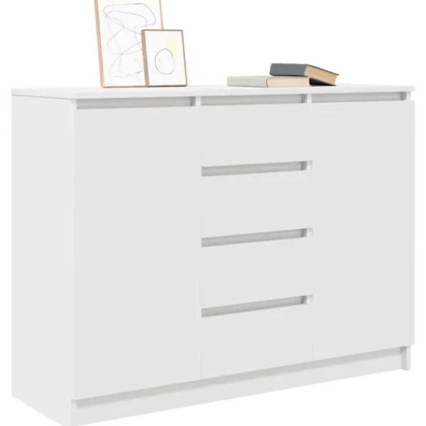 vidaXL Sideboards>Skänk med lådor vit 100,5x35x76 cm konstruerat trä