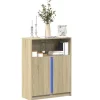 vidaXL Sideboards>Skänk med LED sonoma-ek 77x34x100 cm konstruerat trä