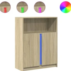 vidaXL Sideboards>Skänk med LED sonoma-ek 77x34x100 cm konstruerat trä
